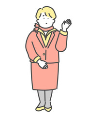 案内をする客室乗務員のイラスト