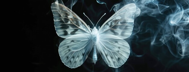 Ethereal Butterfly in Mystical Smoke Art