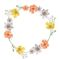 Round mixed flowers frame patterned transparent png
