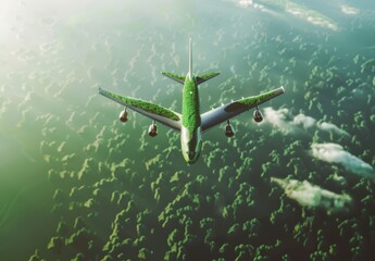 Obraz premium A symbolic depiction of sustainable aviation fuel, representing eco-conscious air travel and environmental preservation in the future.