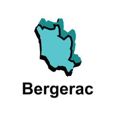 Map City of Bergerac design illustration, vector symbol, sign, outline, World Map International vector template on white background