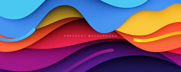 Colorful papercut layers background gradient color design vector