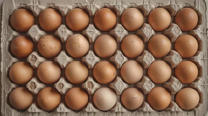 Fotobehang A Tray of Brown Eggs © MP Studio