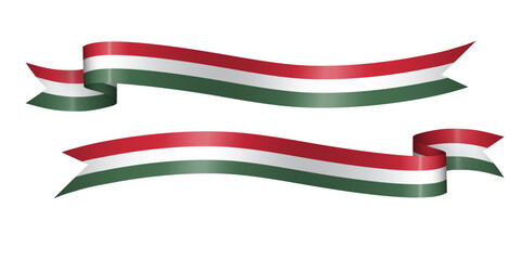 set of flag ribbon with colors of Hungary for independence day celebration decoration
