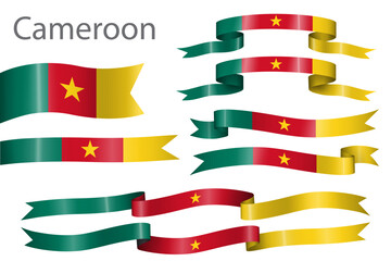 set of flag ribbon with colors of Cameroon for independence day celebration decoration