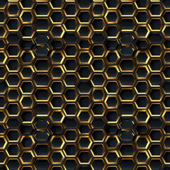 Modern universal minimalist artistic seamless 3d black and gold pattern