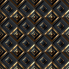 Modern universal minimalist artistic seamless 3d black and gold pattern