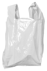 Shiny white plastic bag mockup transparent png
