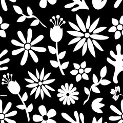 Fototapeta premium flower floral seamless repeat pattern. this is a white flower vector illustration. Design for decorative, wallpaper, shirts, clothing, tablecloths, blankets, wrapping, texture, textile, fabric 