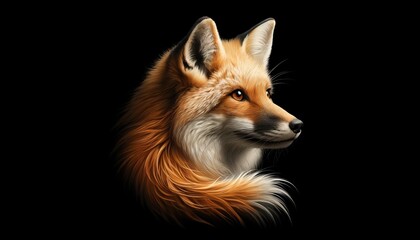 Obraz premium Fox Portrait. Wild Amazing Beautiful Forest Animal Isolated on Background. Realistic Cute Character Illustration. Nature, Ecology, Wildlife Creature Care and Safe Concept. 