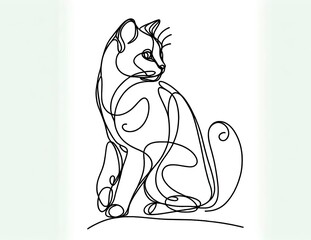 Elegant Line Art Cat. A minimalist line art drawing of a graceful cat, perfect for modern decor.