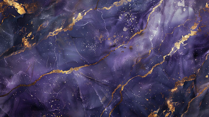 Purple gold abstract background of marble liquid ink art, fluid wallpaper - obrazy, fototapety, plakaty