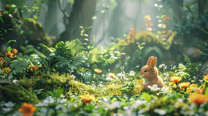 Amidst a tranquil green, delightful animated creatures frolic joyfully.