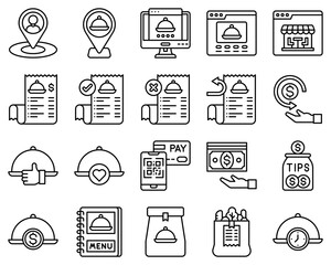 Food delivery essentials line vector icons set 2