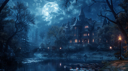 In a mysterious midnight blue setting, charming 3D mysteries await. - Powered by Adobe