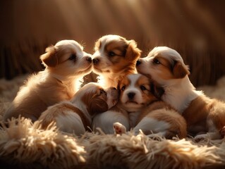 An artistic portrait of a cute little puppies.