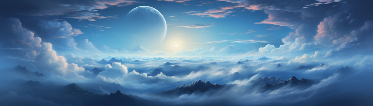Infinite dark expanse delicate clouds weaving overhead birda  seye view nuanced lighting vast serene contemplative ambiance   high-resolution