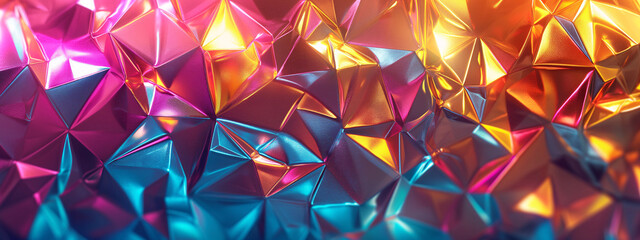 abstract crystal holographic background, vibrant polygonal wallpaper