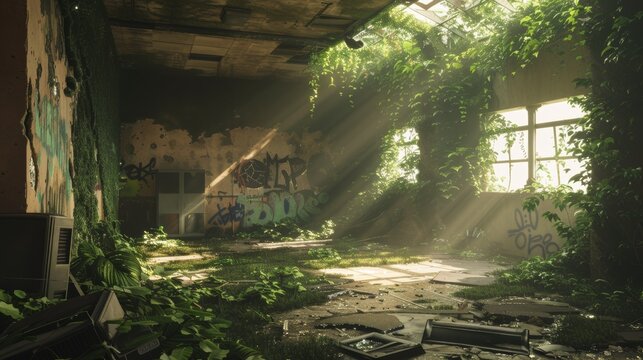 3D Render Style Abandoned Place Background