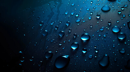 Blue waterdrops on a dark background