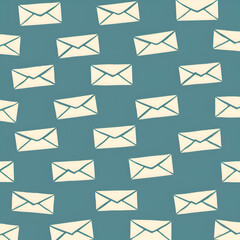 A blue and white pattern of envelopes with a white background. The envelopes are all different sizes and are scattered throughout the image. Generative AI