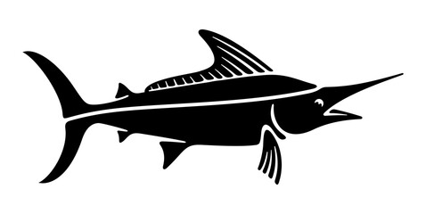 Marlin or swordfish, nature and wildlife. Fish and  sea fish, fishing, animal, illustration
