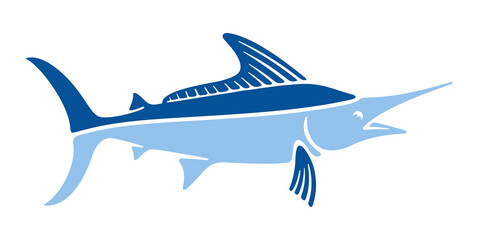 Marlin or swordfish, nature and wildlife. Fish and  sea fish, fishing, animal, illustration