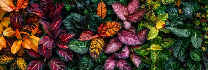 Picture of a group of ornamental plants arranged in order to create a beautiful home garden and create fresh air. , highlighting its striking features, Graphic Design, Banner Image For Website