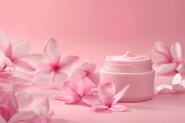 Fototapeta na wymiar cosmetic cream and flowers