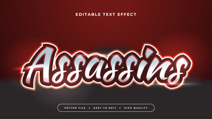 Red and white assasins 3d editable text effect - font style © QalamVision