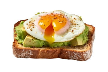 Healthy breakfast with whole wheat toast,mashed avocado and egg boiled isolated on transparent background.