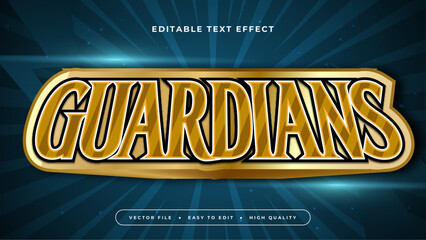 Gold and blue guardians 3d editable text effect - font style