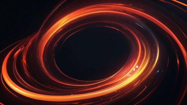 Abstract red and orange dynamic background. Futuristic vivid neon swirl lines. Light effect.