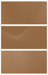 Set of abstract backgrounds with waves for banner. Medium banner size. Vector background with lines. Element for design. Brochure, booklet. Brown