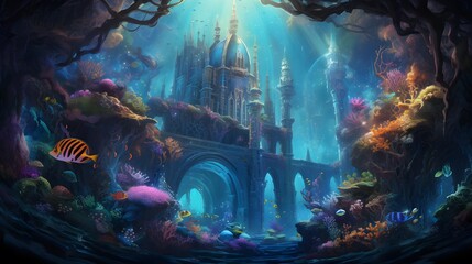 Obraz na płótnie Canvas Underwater world. Underwater world. 3d render illustration.