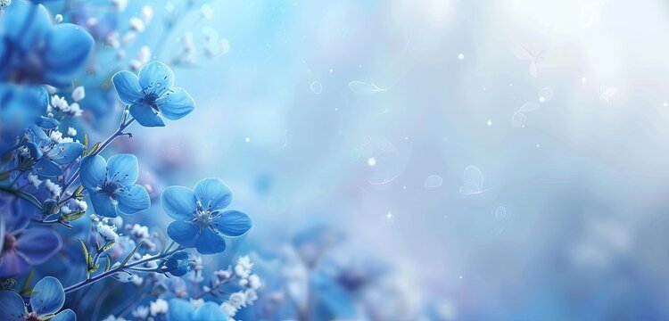 Blue flowers on a blue background with a blue gradient, illuminated by blue light.