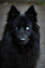 A Portrait of a Black Siberian Husky Showing Distinctive Purebred Traits
