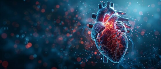Medical concept of Human Internal Organic - Human Heart in 3D. - obrazy, fototapety, plakaty