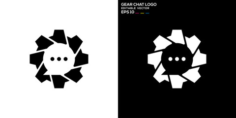 Vector design template of chat logo combination with gear, service, chat, talk, symbol icon EPS 10