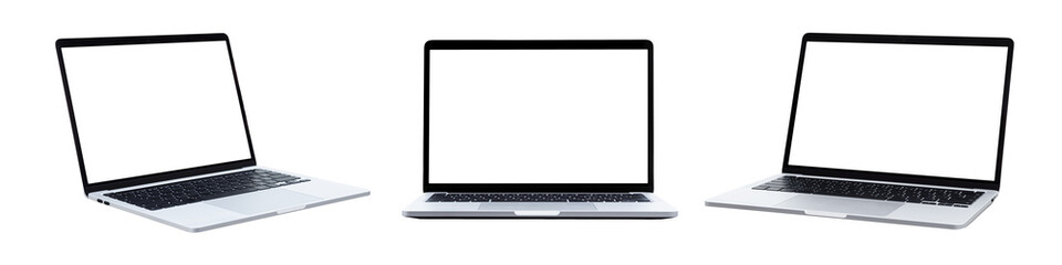 Collection of Laptop or notebook Isolated on transparent background. PNG File