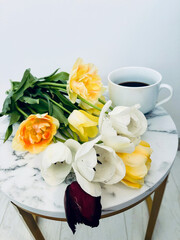 cup of tea with flowers