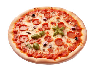 Fresh delicious Pizza isolated on a transparent background by AI generative.