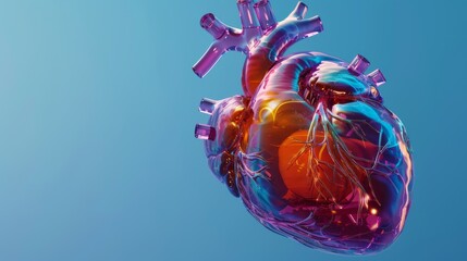 A medically accurate rendering of a heart with two bypasses in 3D