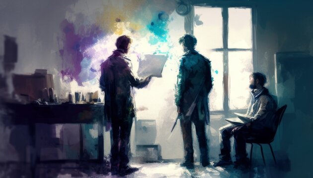 The Improvisation, In a spontaneous improvisational session, actors dive into a scene with no script, Generated AI.