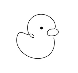 Vector isolated one single simple rubber duck toy one single contemporary line art colorless black and white contour line easy drawing
