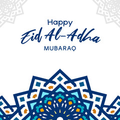 happy eid adha mubarak design with arabesque pattern