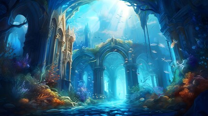 3D Illustration of a Fantasy Fantasy Landscape with an Arch
