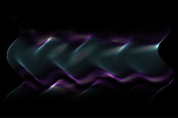 smooth wave lines flowing dynamic blue purple gradient light on dark background