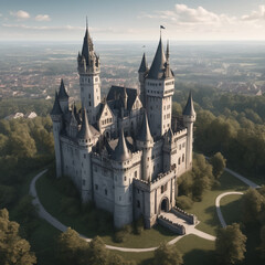 Classic style castle from tale on mountain