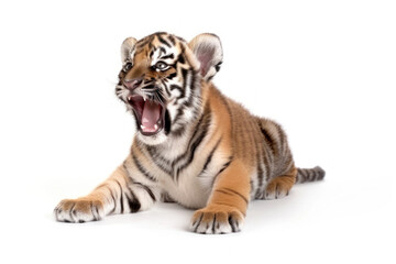 Obraz premium cute tiger cub isolated on white background
